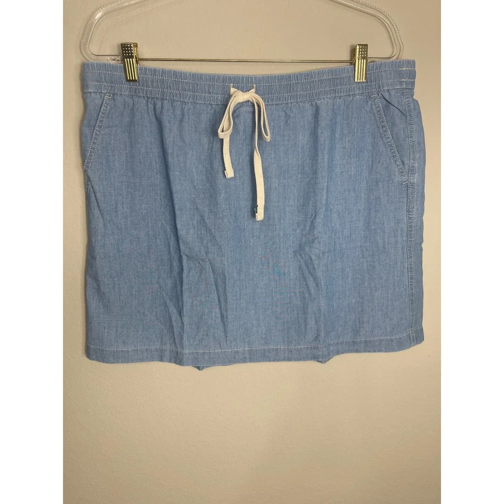 J.Crew Seaside Chambray Skirt Pull On Elastic Waist Women's Large